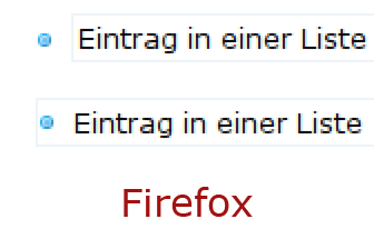 Aufzählungszeichen in verschiedenen Browsern