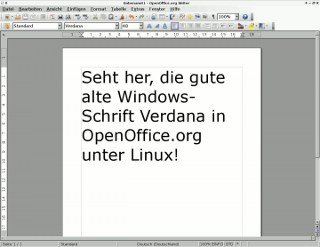 OpenOffice.org mit Verdana-Text