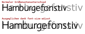 Größenunterschiede zwischen Verdana und Mank Sans Größenunterschiede zwischen Verdana und Mank Sans