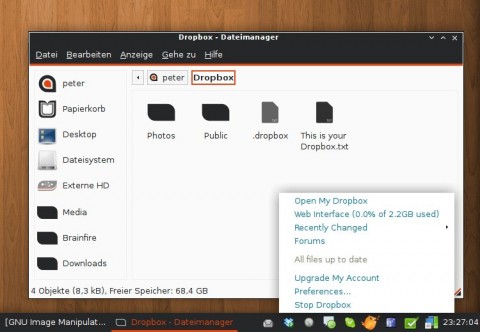 Dropbox und Thunar
