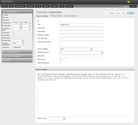 Der Manager von MODx-Revolution Der Manager von MODx-Revolution