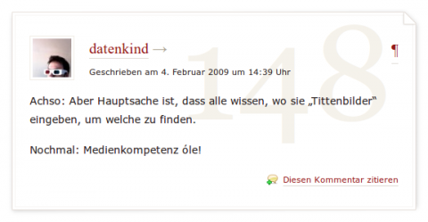 Anzeige der Kommentar-Nummer