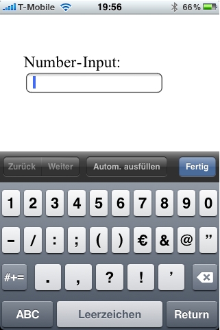 Number-Input von HTML5 im iPhone-Browser