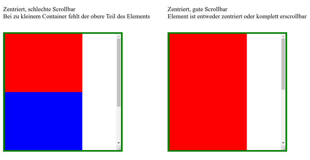 Links die schlechte Scroll-Lösung aus dem vorherigen Beispiel, rechts die bessere Lösung nach der neuen Formel.